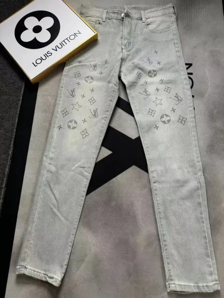 Louis Vuitton Monogram Pocket Detail Light Wash Jeans - 15