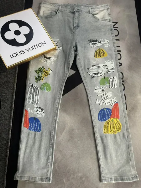Louis Vuitton Monogram Pocket Detail Light Wash Jeans - 18