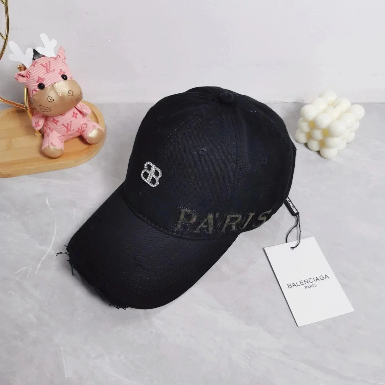 Balenciaga BB Logo Embroidered Monogram Baseball Cap Gray - 20