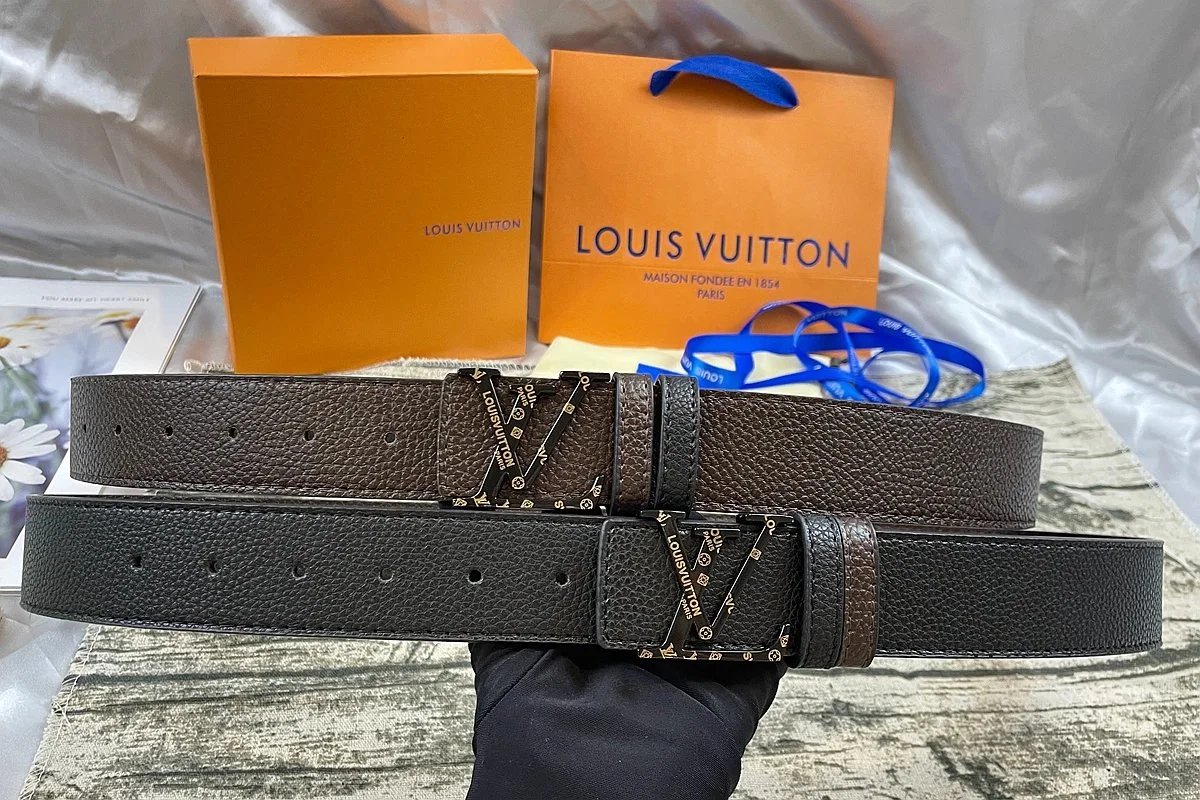 Louis Vuitton LV Initiales Belt Beige and Brown Leather Belt - 7