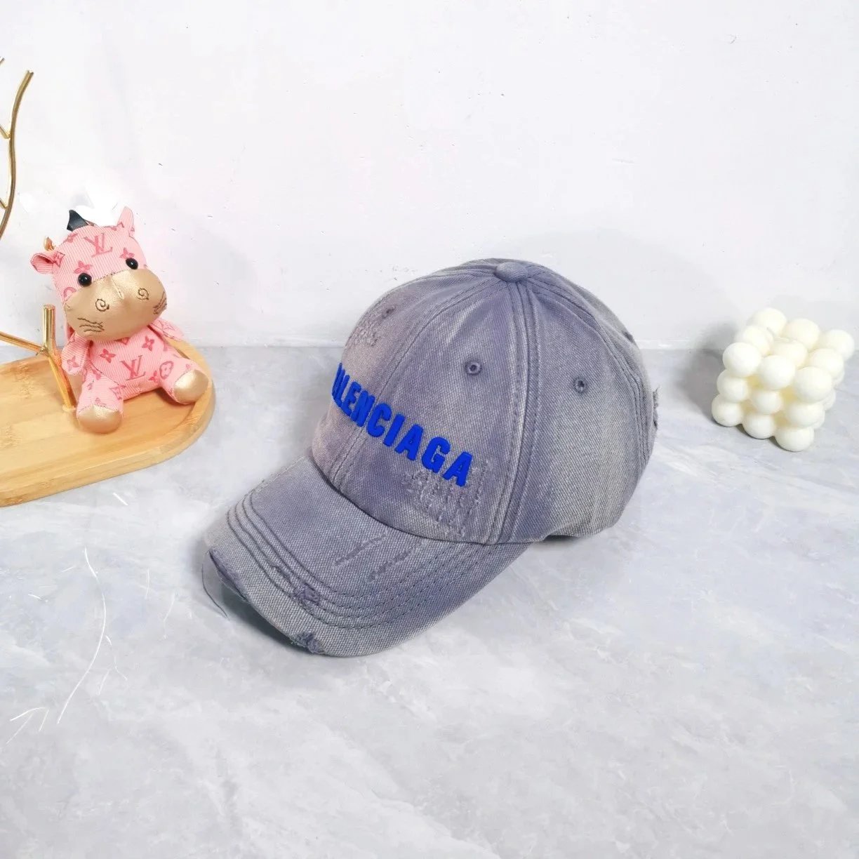 Balenciaga BB Logo Embroidered Monogram Baseball Cap Gray - 28