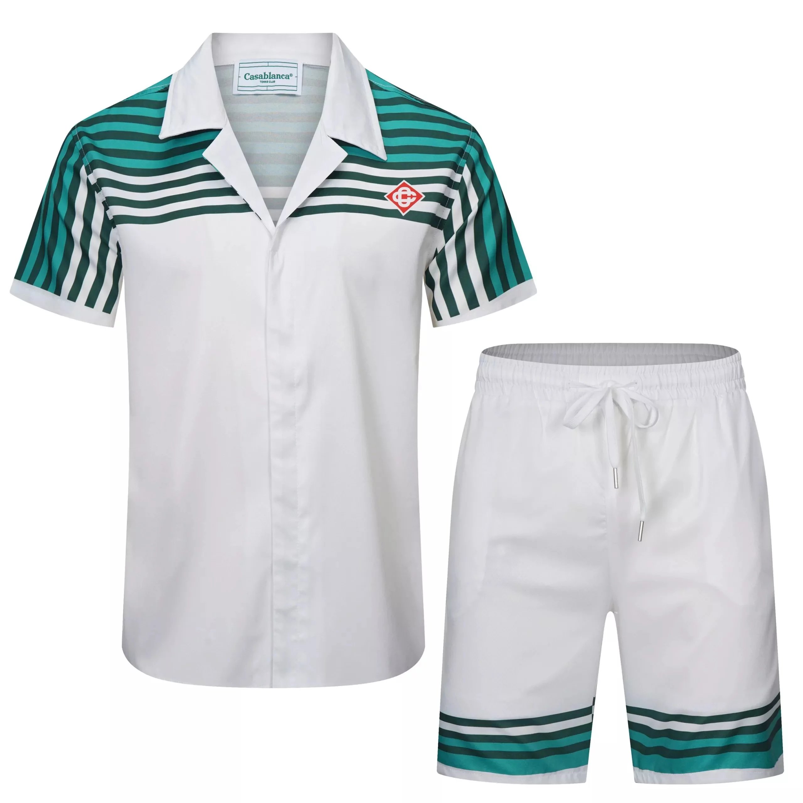 Design Stripe-Trimmed White Drawstring Shorts - 15