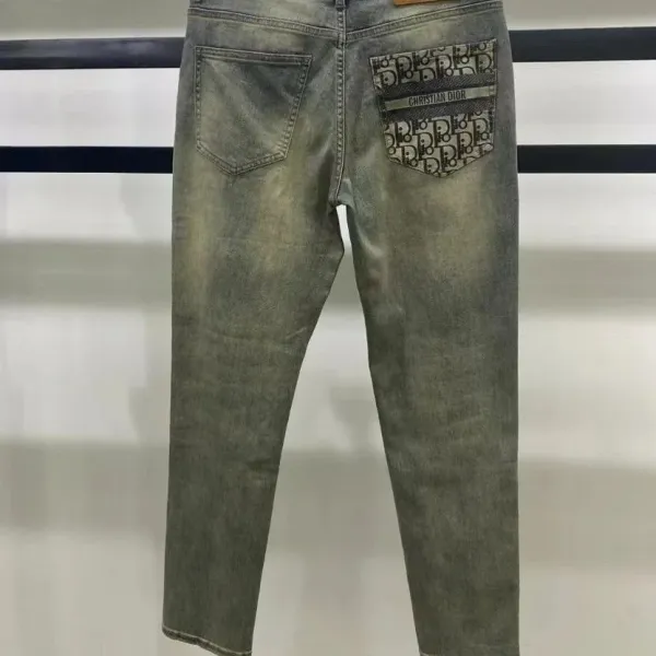 Dior Oblique Print Waistband Slim Fit Light Wash Jeans - 21