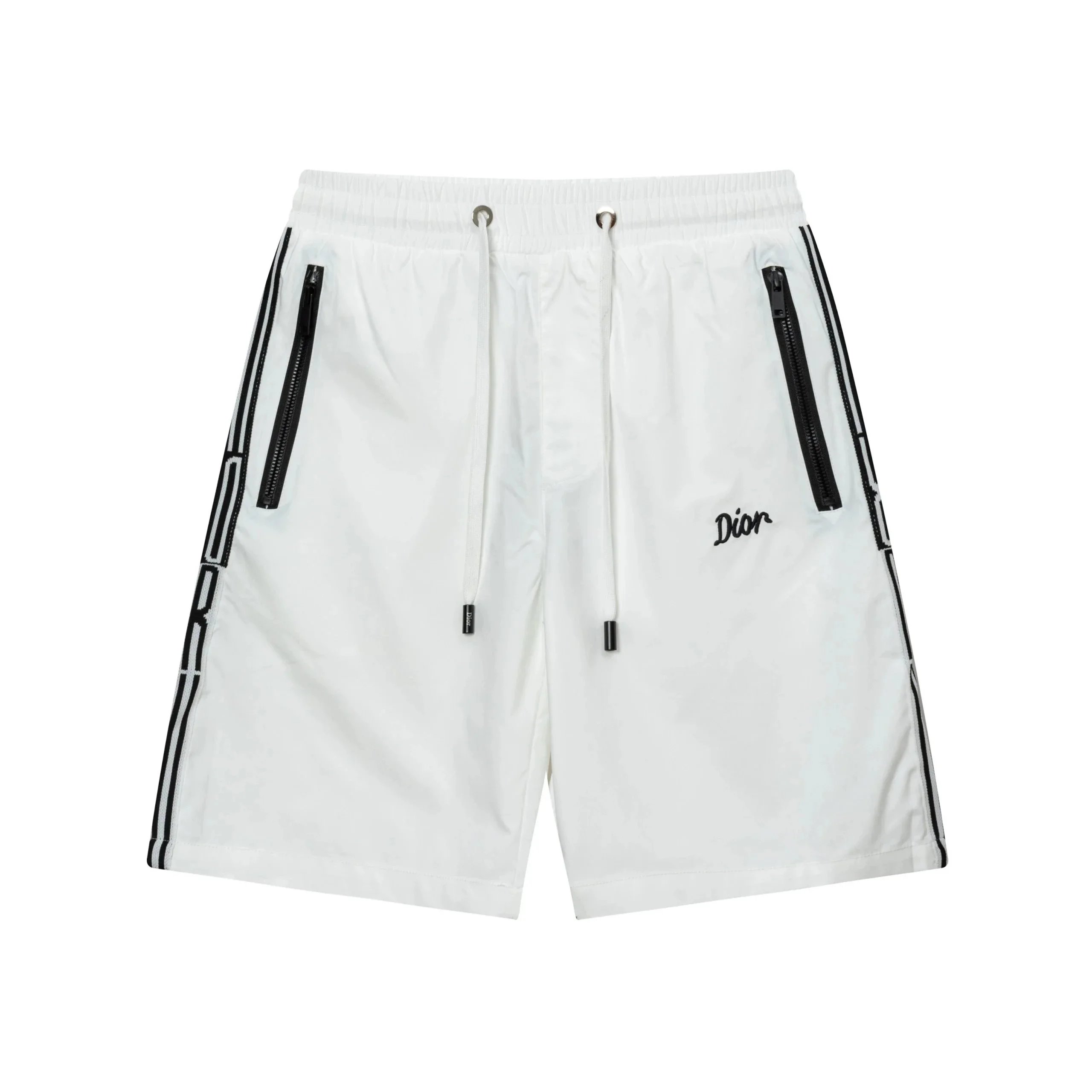 Dior Oblique Print Shorts Beige Brown Striped Cuff Shorts - 14