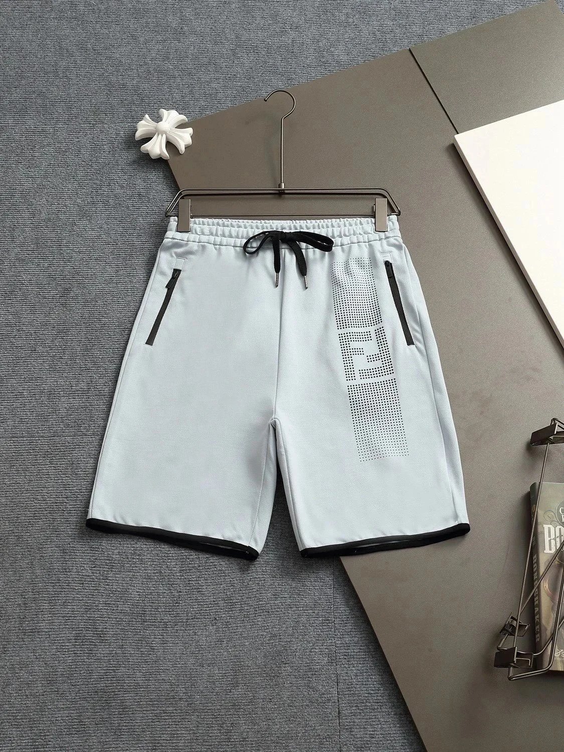 Fendi FF Monogram Print Drawstring Waist Shorts Brown - 24