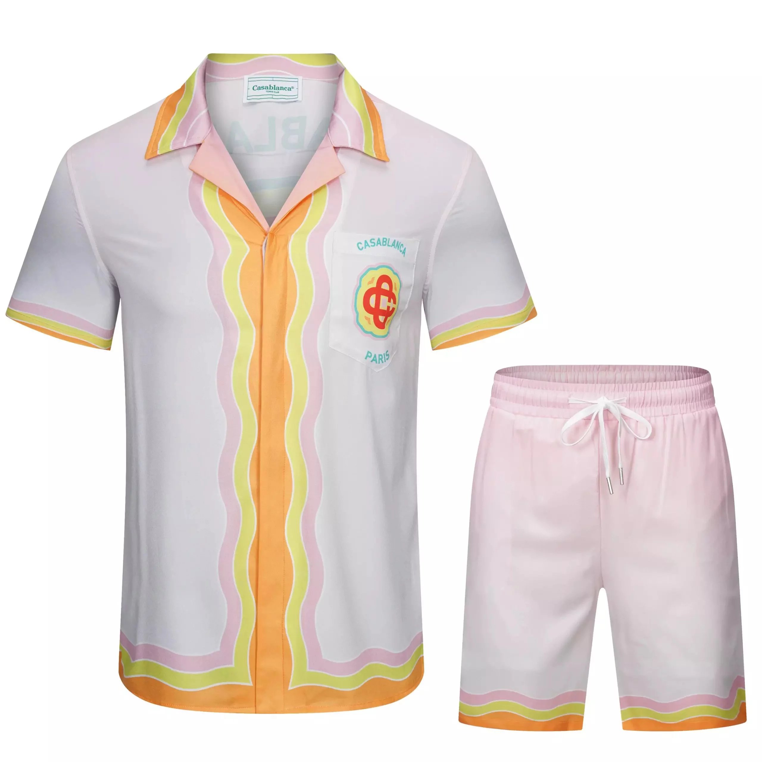Design Stripe-Trimmed White Drawstring Shorts - 21