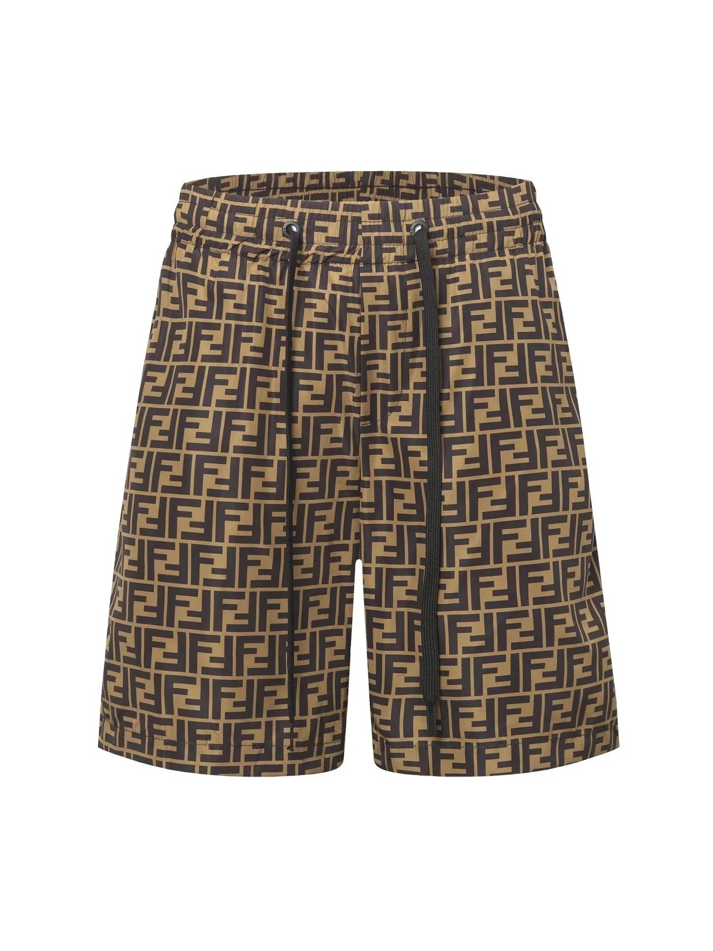 Fendi FF Monogram Print Drawstring Waist Shorts Brown - 32