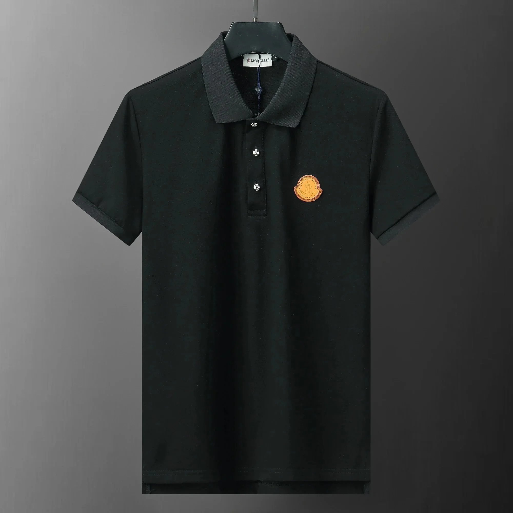 Moncler Polo Shirt Black with Tricolor Trim - 14