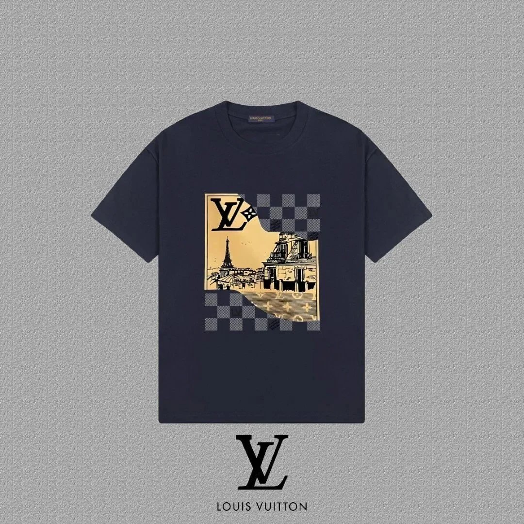 Louis Vuitton Paris River Scene Graphic T-Shirt Black - 20