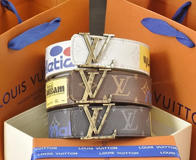 Louis Vuitton Belts Embossed Leather Belt with LV Initial Buckle product detail image 1