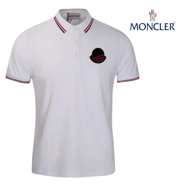 Moncler Logo Patch White Polo Shirt Tops Polo - 1