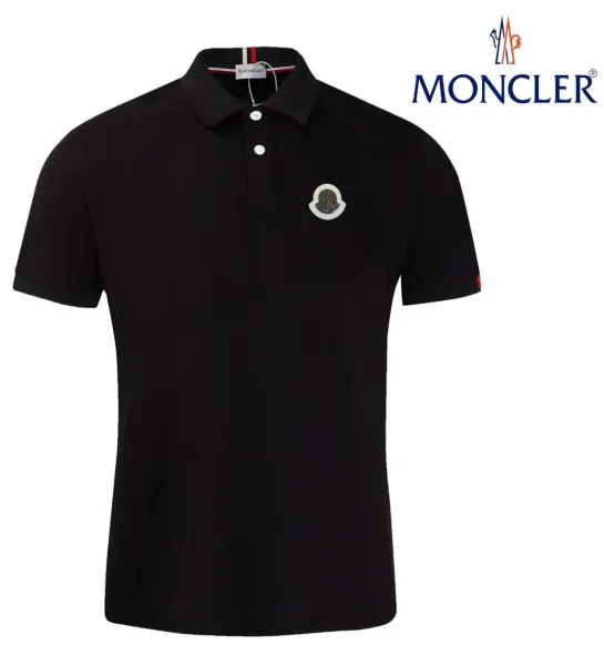 Moncler Classic Logo Polo Black Tops Polo - 1