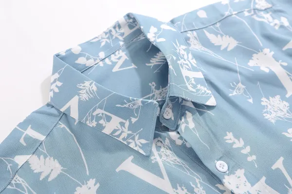 Design Short-Sleeve Button-Up Shirt with Abstract Graphic Pocket White - 4