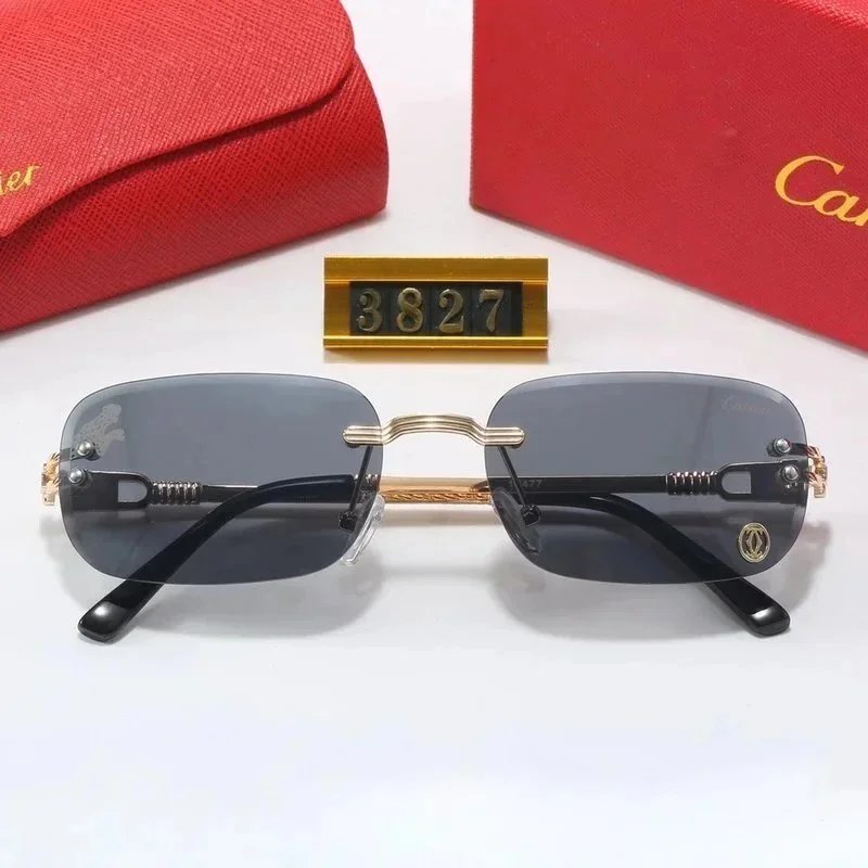 Cartier Panthère de Cartier Rectangular Gold-Tone Brown Gradient Sunglasses - 5