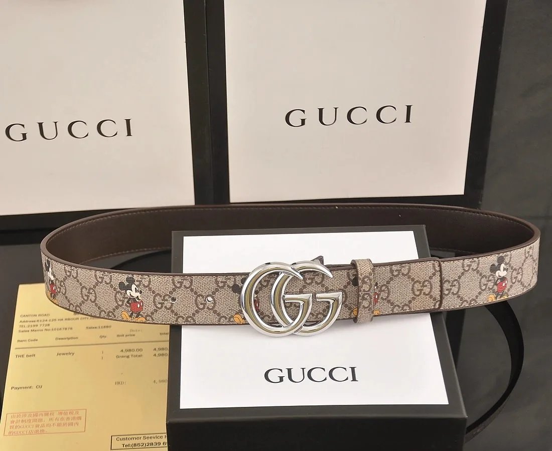 Gucci Disney x Gucci Bee Motif Belt Gray - 4