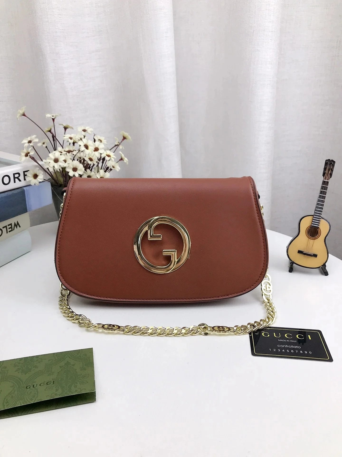 Gucci GG Marmont Mini Chain Bag Beige and Brown Shoulder Bag - 26