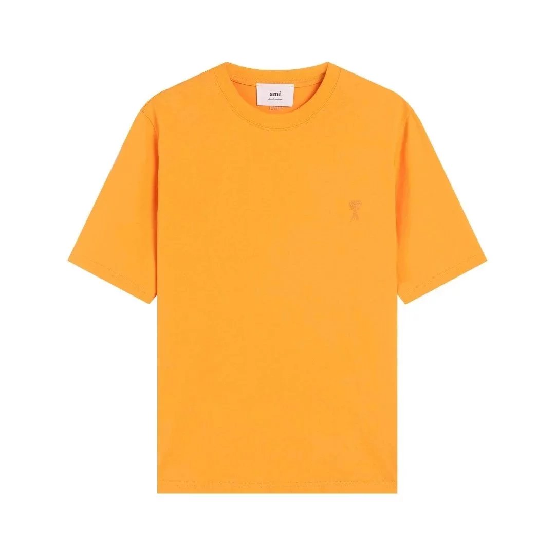 AMI AMI Orange Cotton T-Shirt Orange