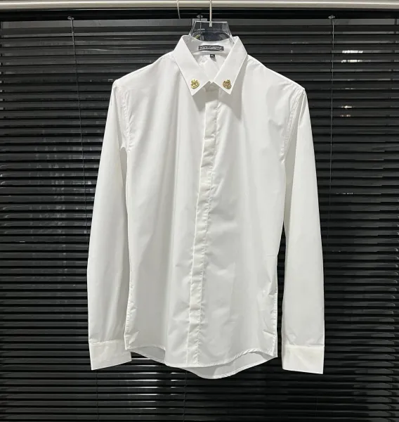 Dolce & Gabbana Embroidered Crest White Shirt - 24