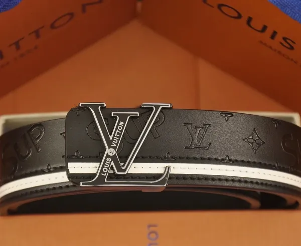 Louis Vuitton Monogram Rubber Belt and LV Square Cufflinks Set Black Accessories - 10