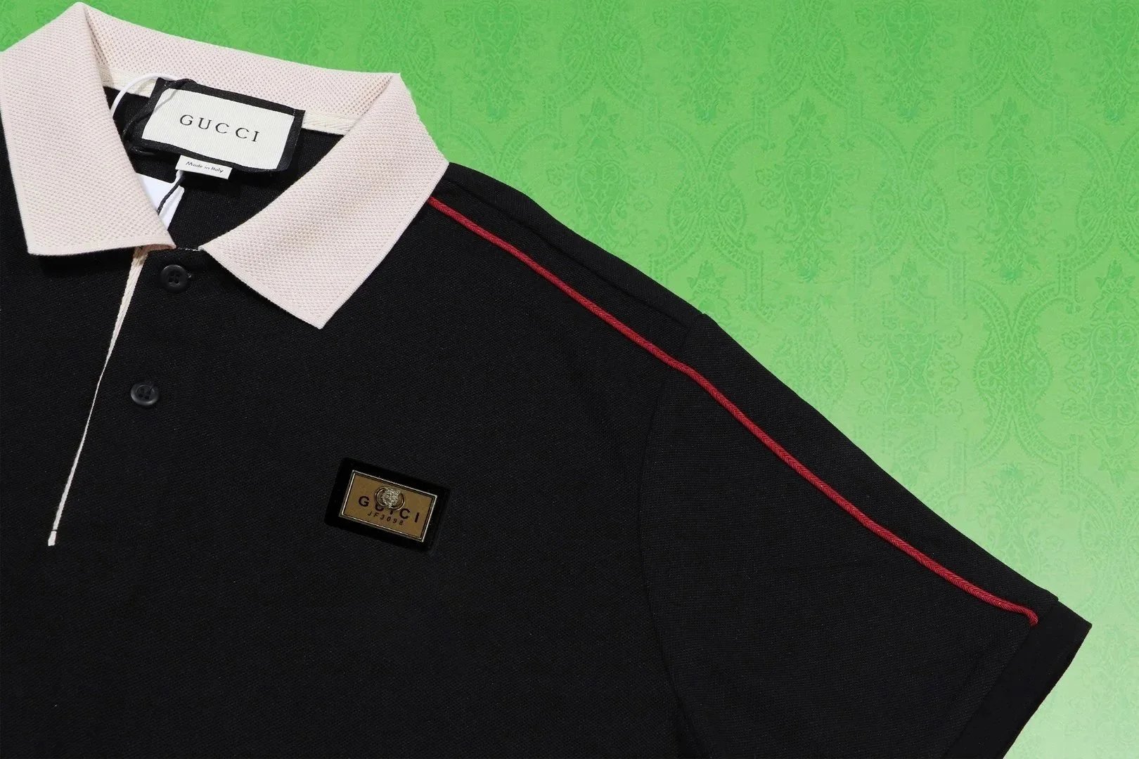 Gucci Embroidered Polo Navy with Red Trim Polo Shirt - 7