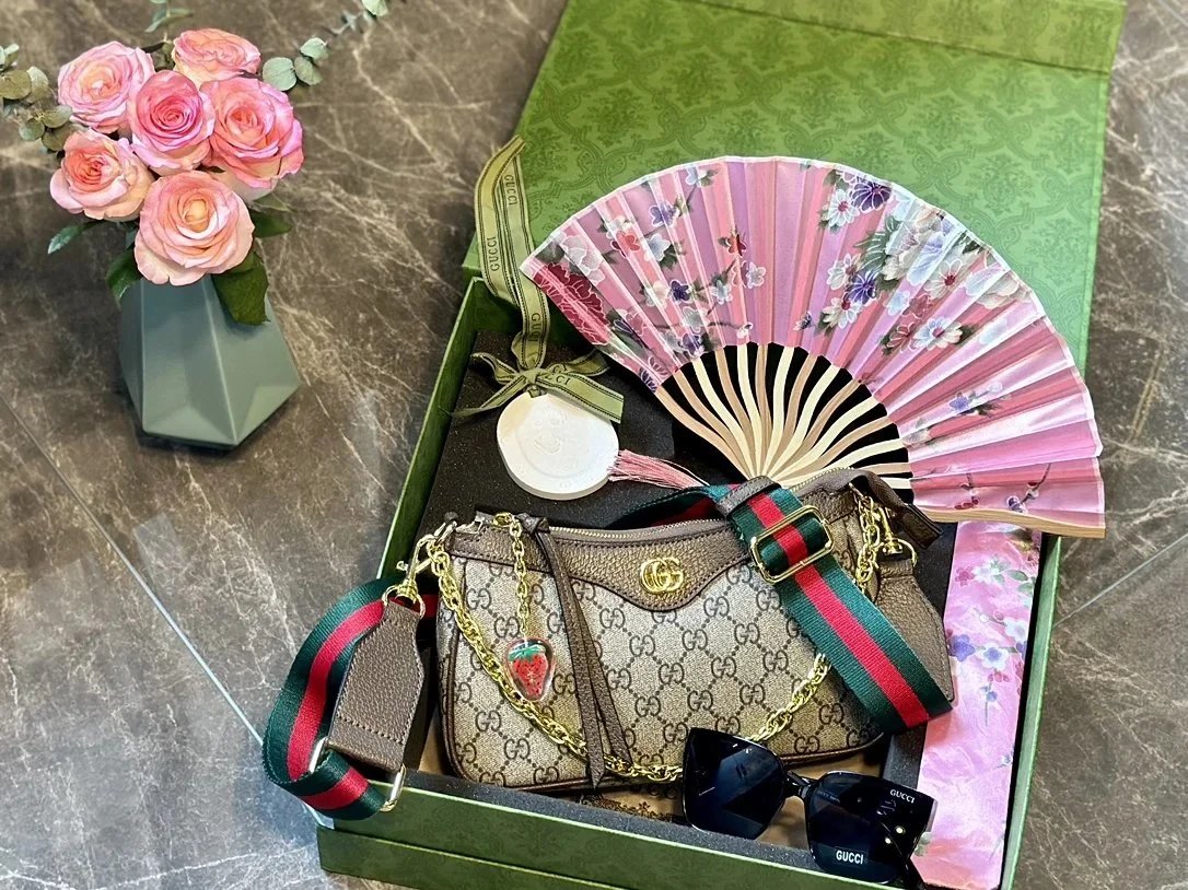 Gucci GG Marmont Mini Hobo Bag Beige with Web Stripe Shoulder Bag - 35