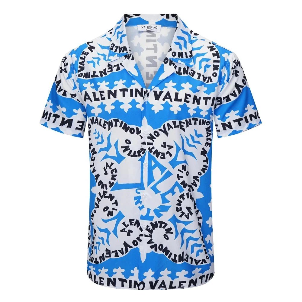 Valentino Camouflage Print Short-Sleeve Shirt Green - 19
