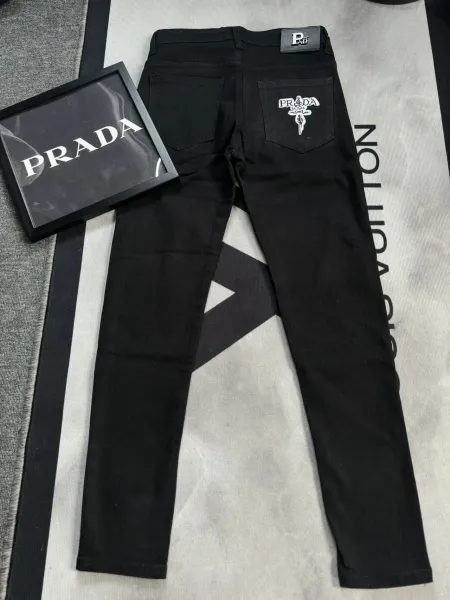 Prada Logo-Embroidered Black Jeans - 17