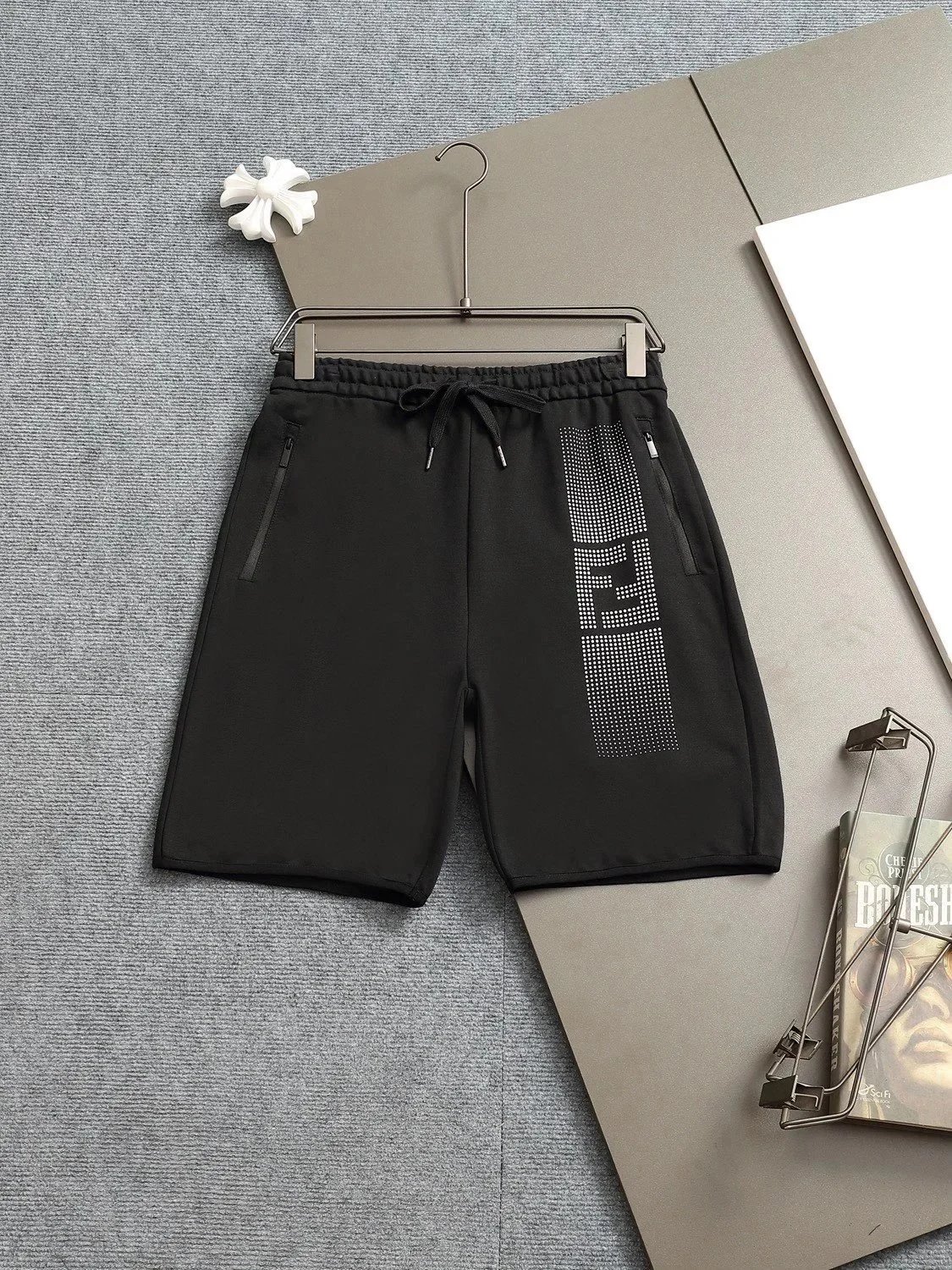 Fendi FF Monogram Print Drawstring Waist Shorts Brown - 25