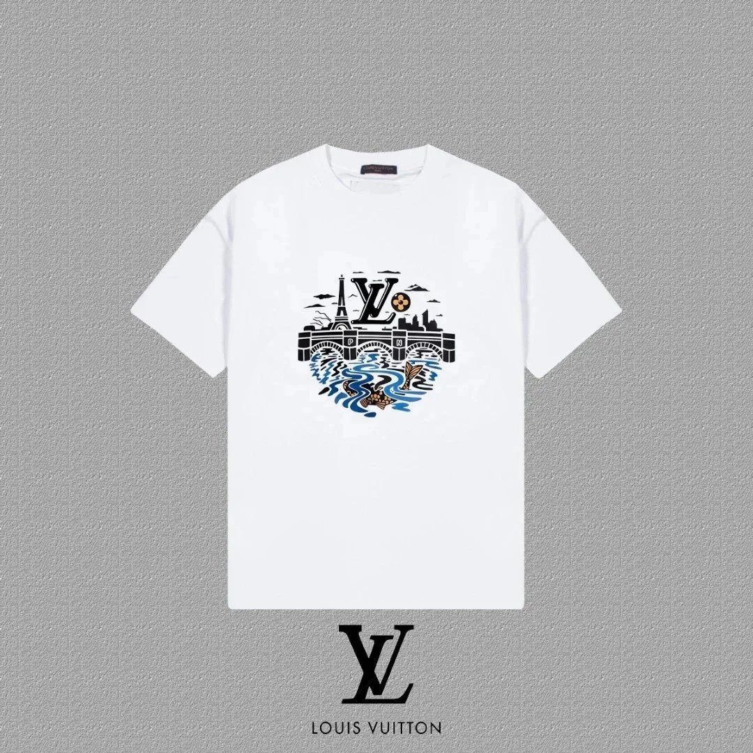 Louis Vuitton Paris River Scene Graphic T-Shirt Black - 6