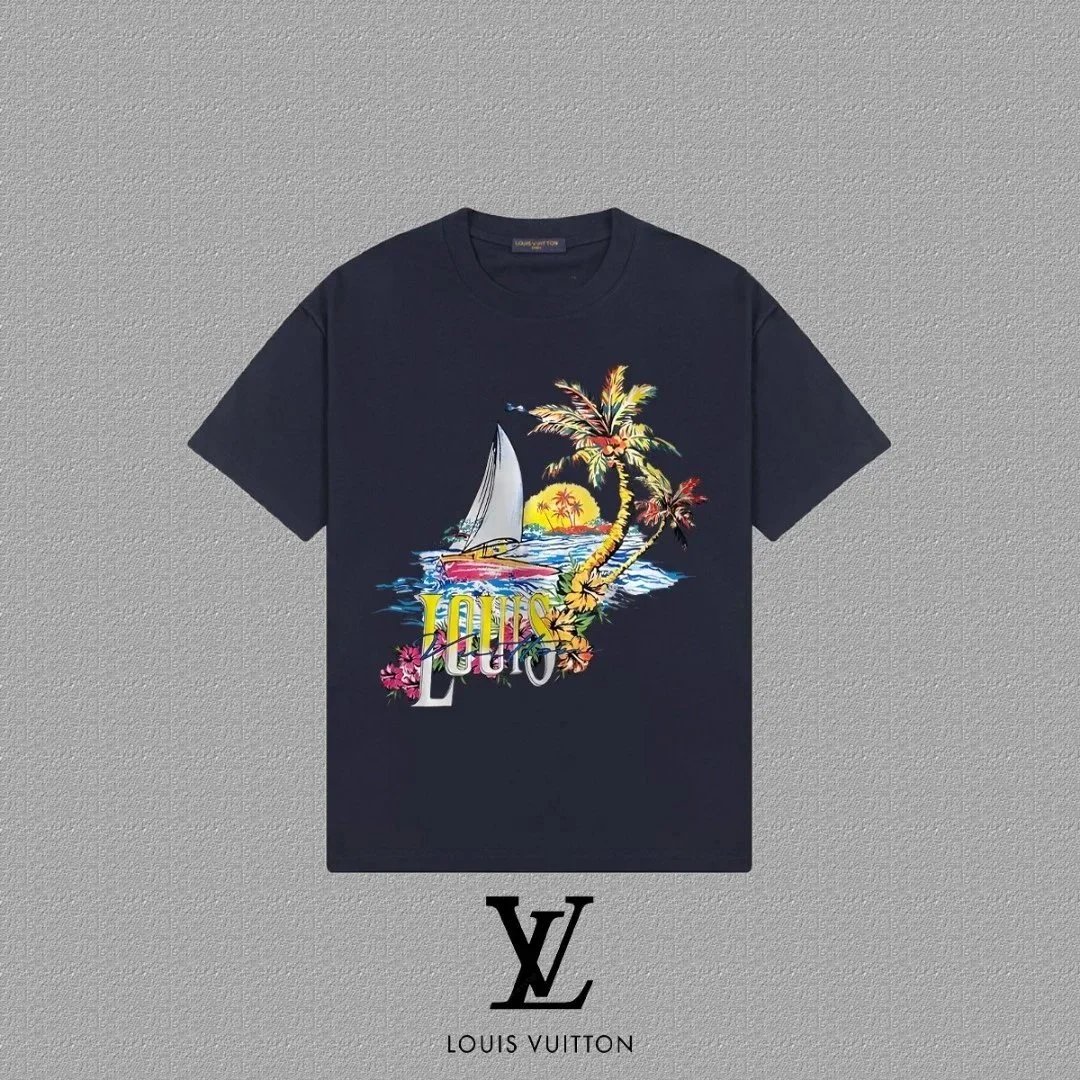 Louis Vuitton Paris River Scene Graphic T-Shirt Black - 21