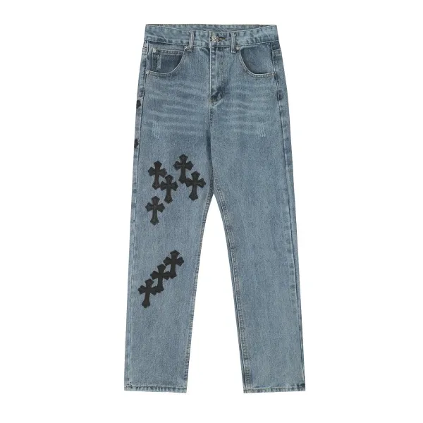 Saint Tears Cross Embroidered Black Jeans - 18