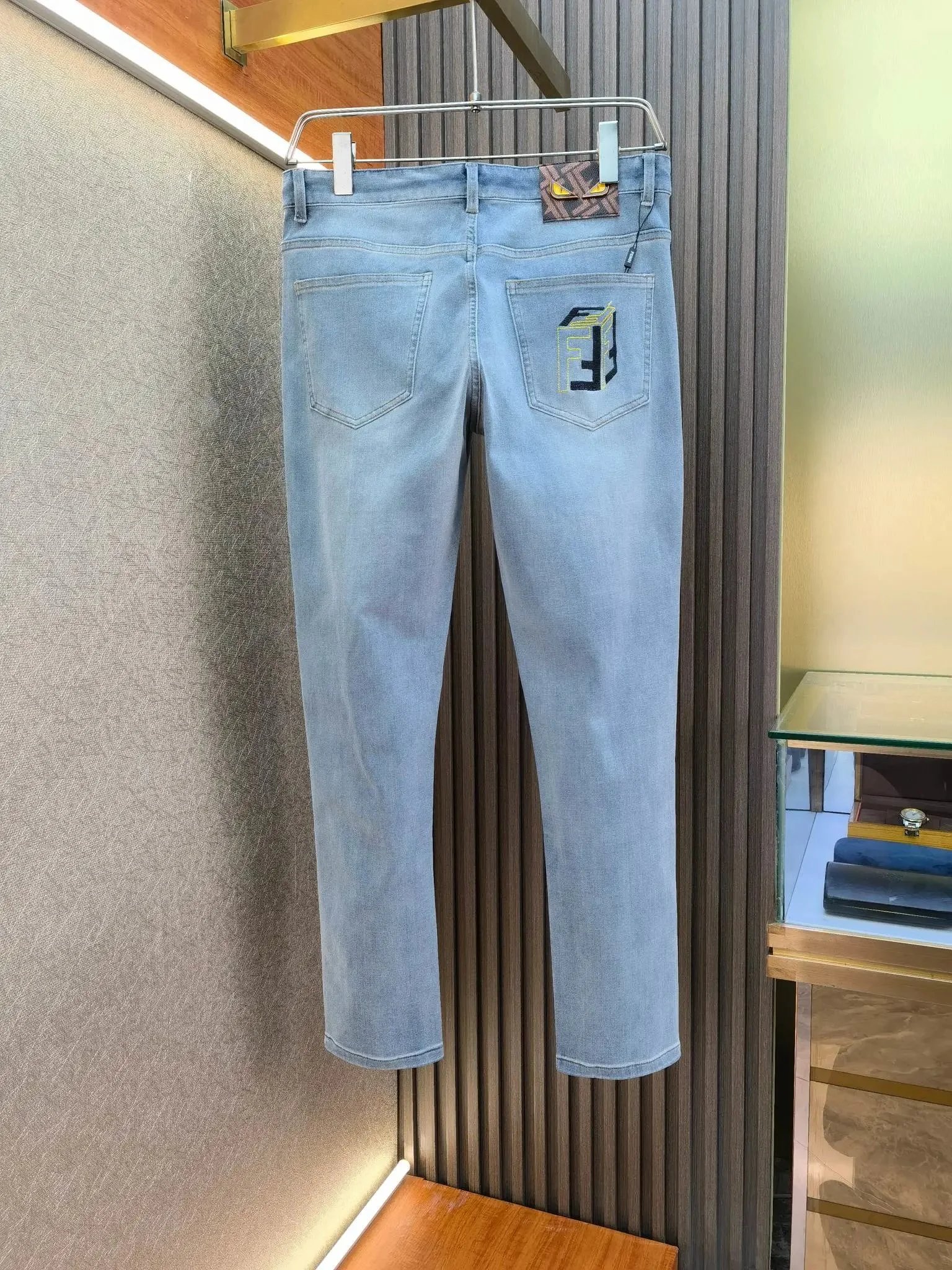 Fendi Embroidered Patch Denim Jeans Blue - 18