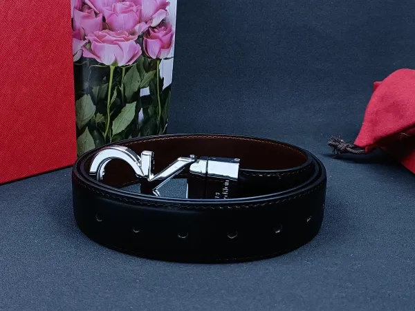 Calvin Klein CK Logo Buckle Black Leather Belt - 7