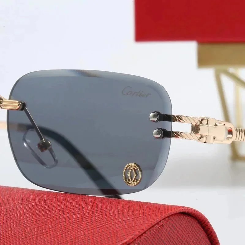 Cartier Panthère de Cartier Rectangular Gold-Tone Brown Gradient Sunglasses - 6