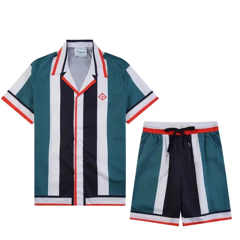 Design Grid Print Baseball Shorts White Pink Green - 21