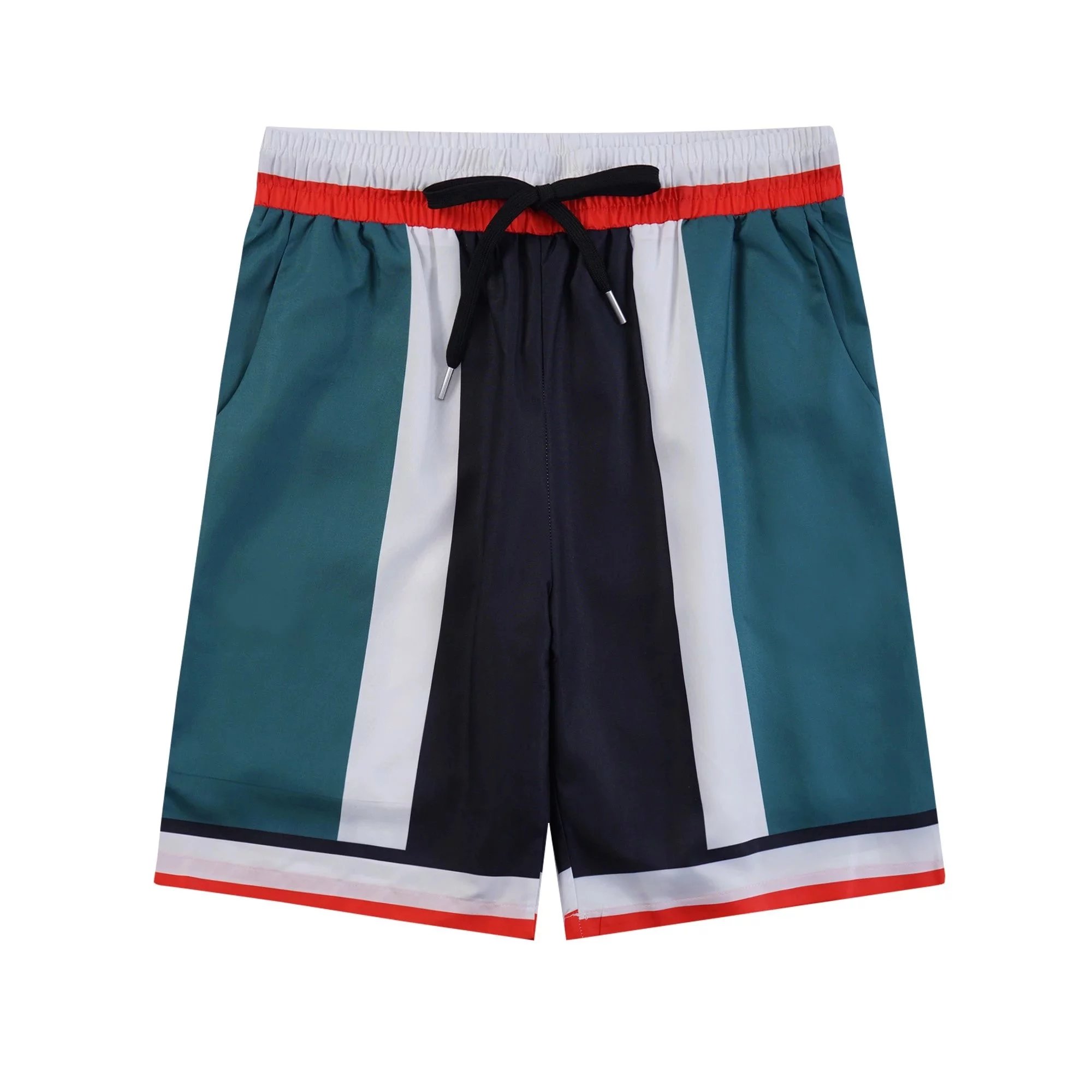Design Grid Print Baseball Shorts White Pink Green - 23