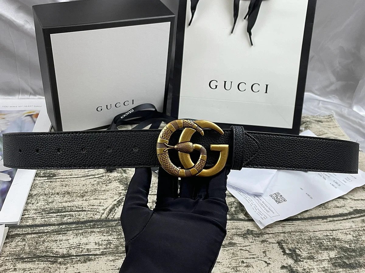 Gucci Interlocking G Buckle Leather Belt Black - 3