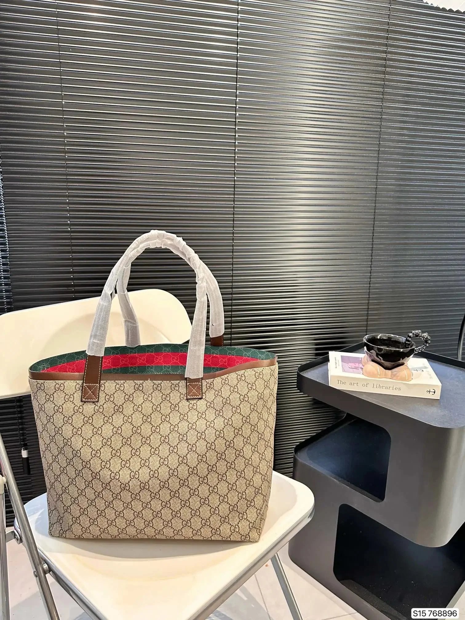 Gucci Hobo Bucket Bag Beige Brown GG Monogram with Web Stripe Shoulder Bag - 5