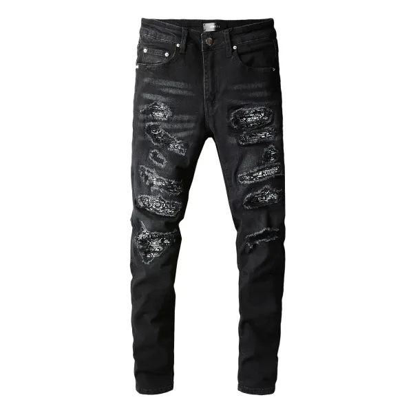 Amiri Distressed Patchwork Black Jeans - 23