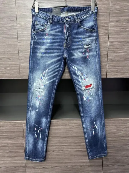 Dsquared2 Distressed Paint-Splatter Slim Fit Jeans - 21