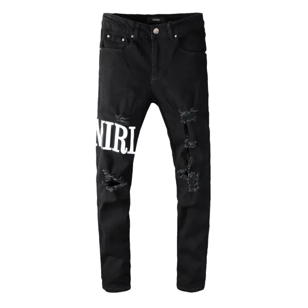 Amiri Distressed Patchwork Black Jeans - 25