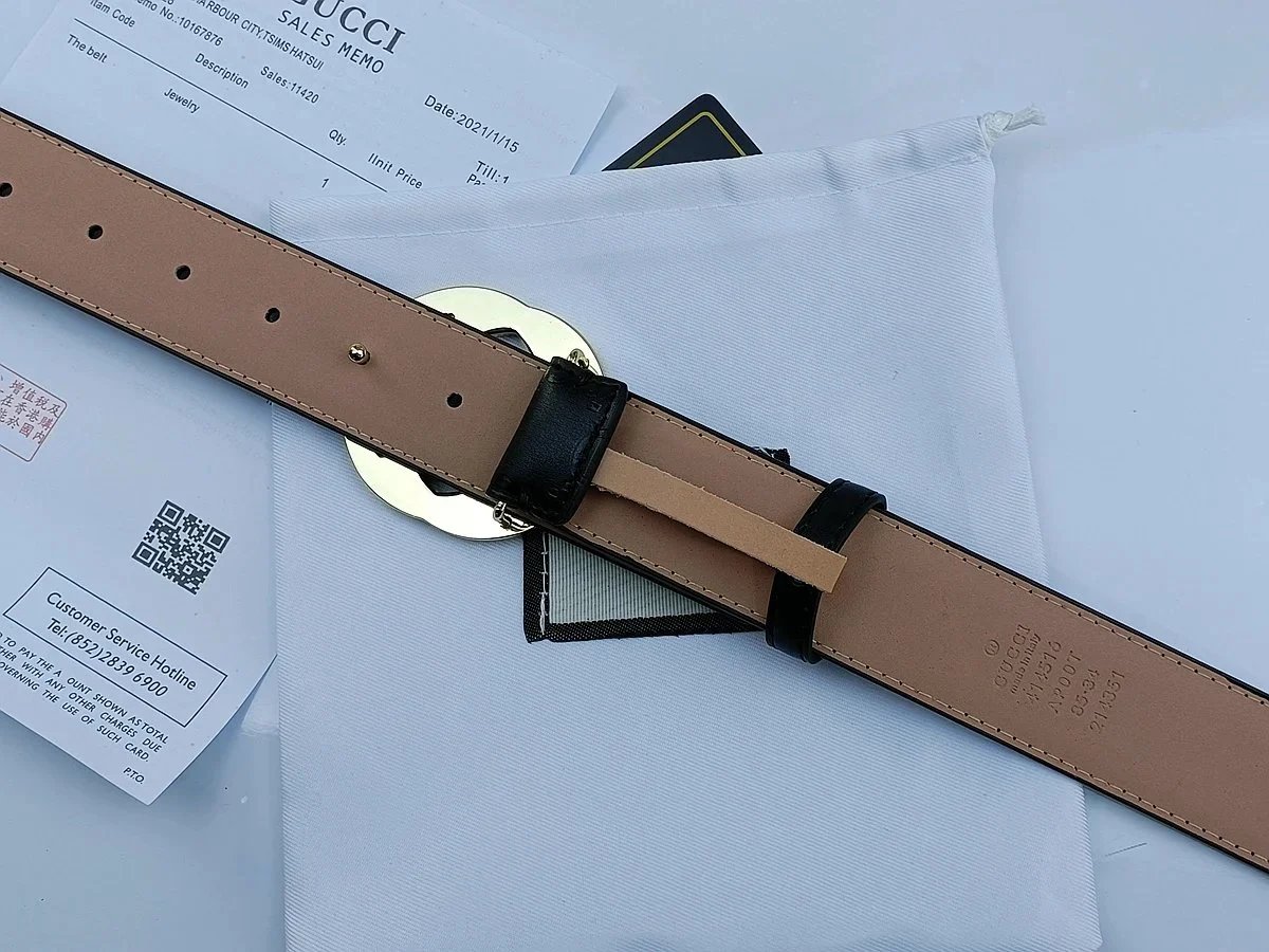 Gucci Marmont Double G Buckle Leather Belt Black - 6