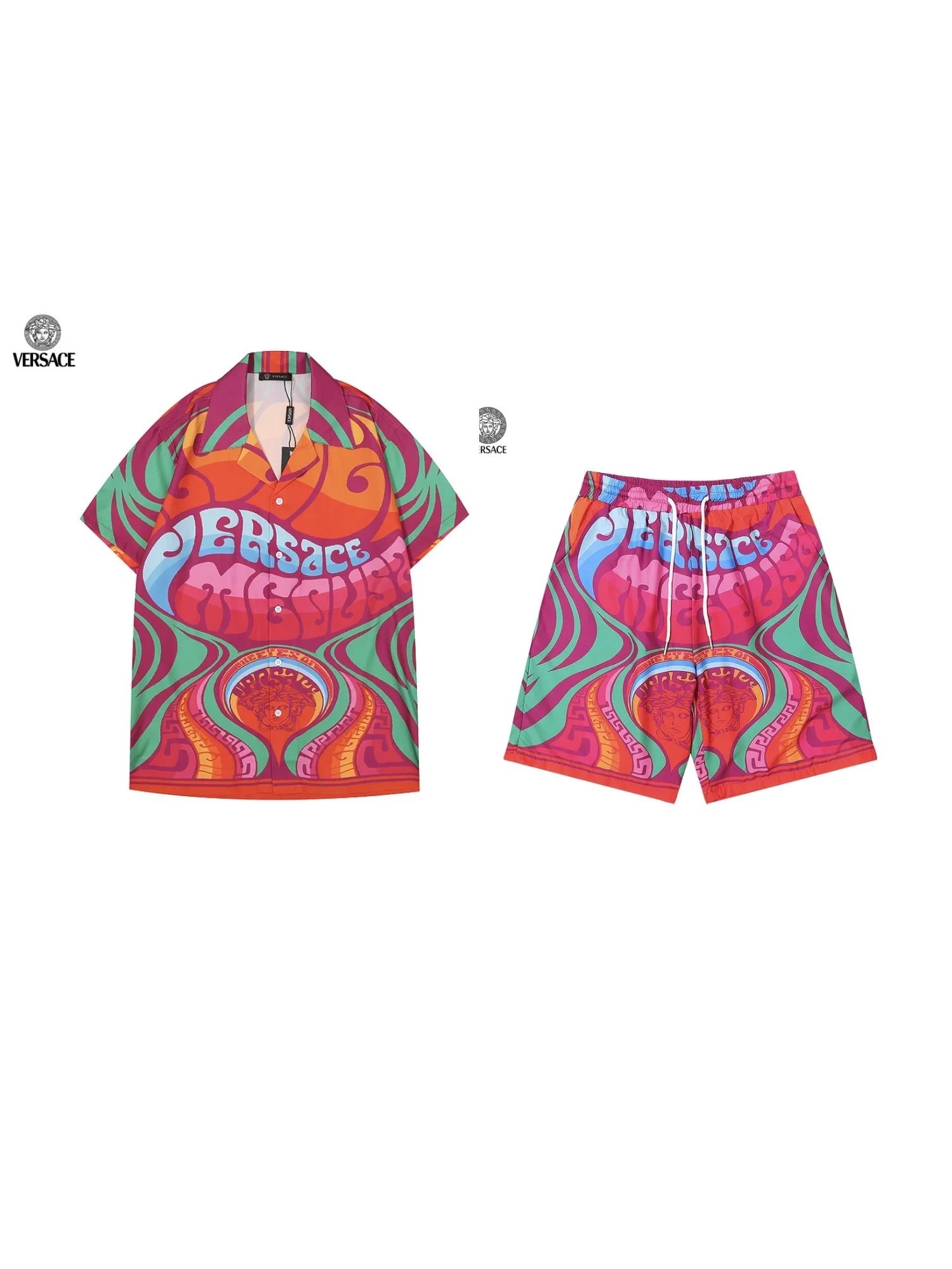 Versace Medusa Psychedelic Print Short-Sleeve Shirt Multicolor - 23
