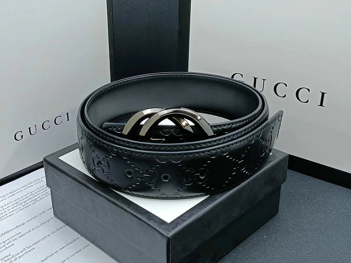 Gucci GG Marmont Belt Black Leather with Red Enamel Buckle - 5