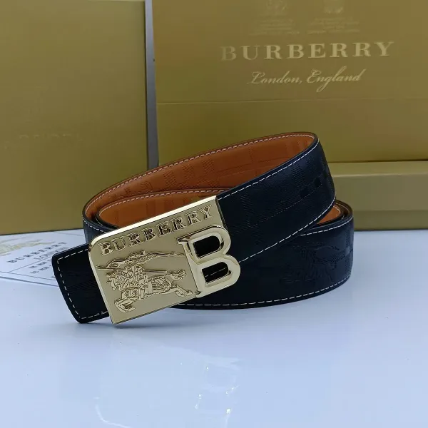 Burberry TB Monogram Check Leather Belt Tan - 13