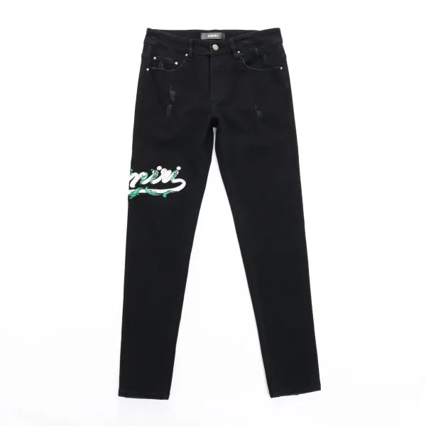 Amiri Distressed Skull Print Black Jeans - 19