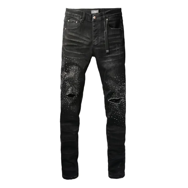 Amiri Distressed Skull Print Black Jeans - 35