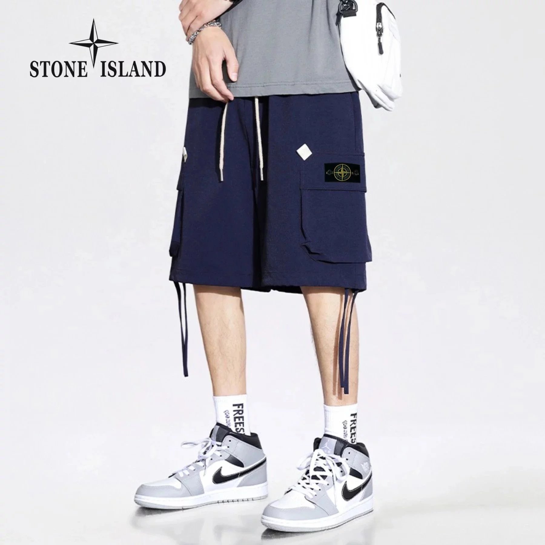 Stone Island Compass Logo Shorts Gray - 22