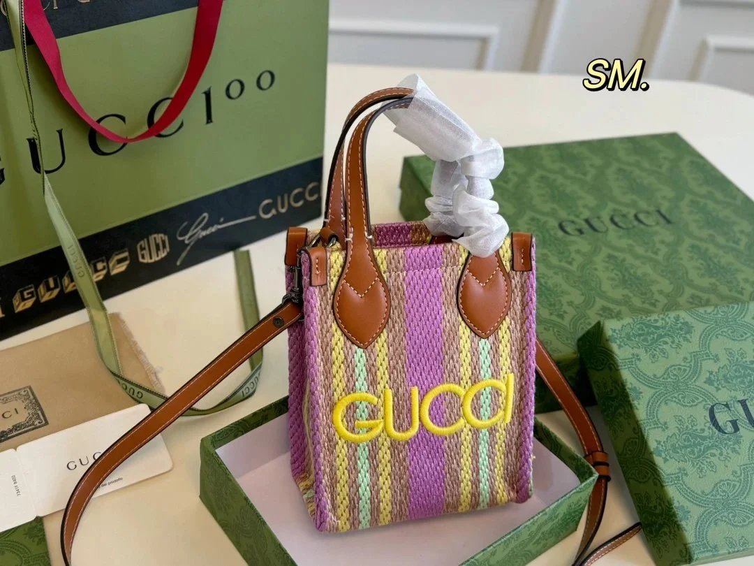 Gucci GG Marmont Mini Shoulder Bag Beige Canvas with Brown Leather Trim - 21
