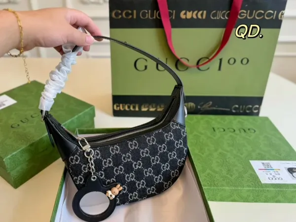 Gucci GG Marmont Mini Shoulder Bag Beige Canvas with Brown Leather Trim - 28